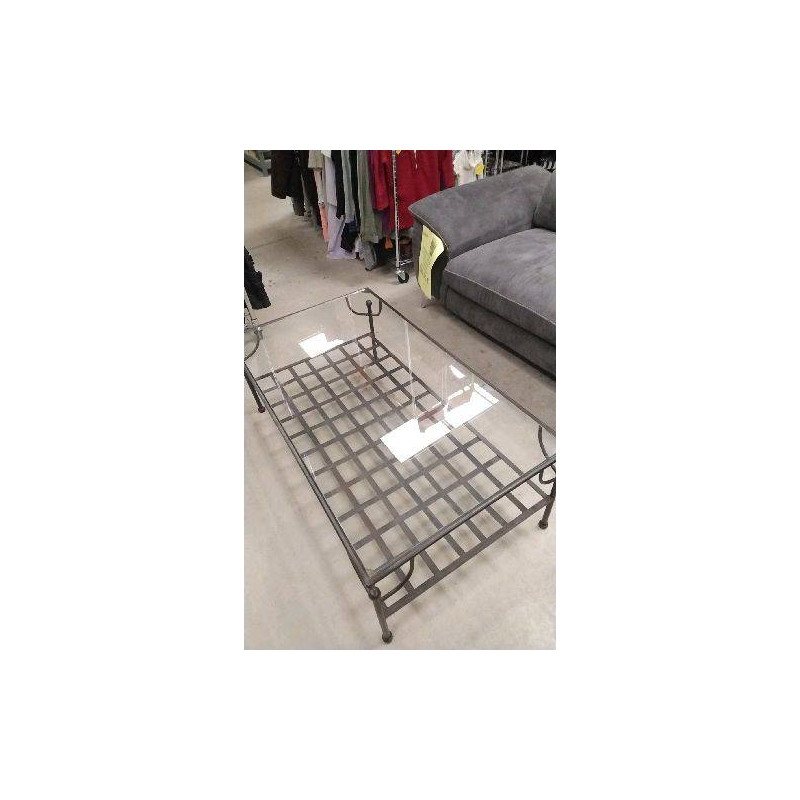 TABLE BASSE METAL VERRE - 112X63CM
