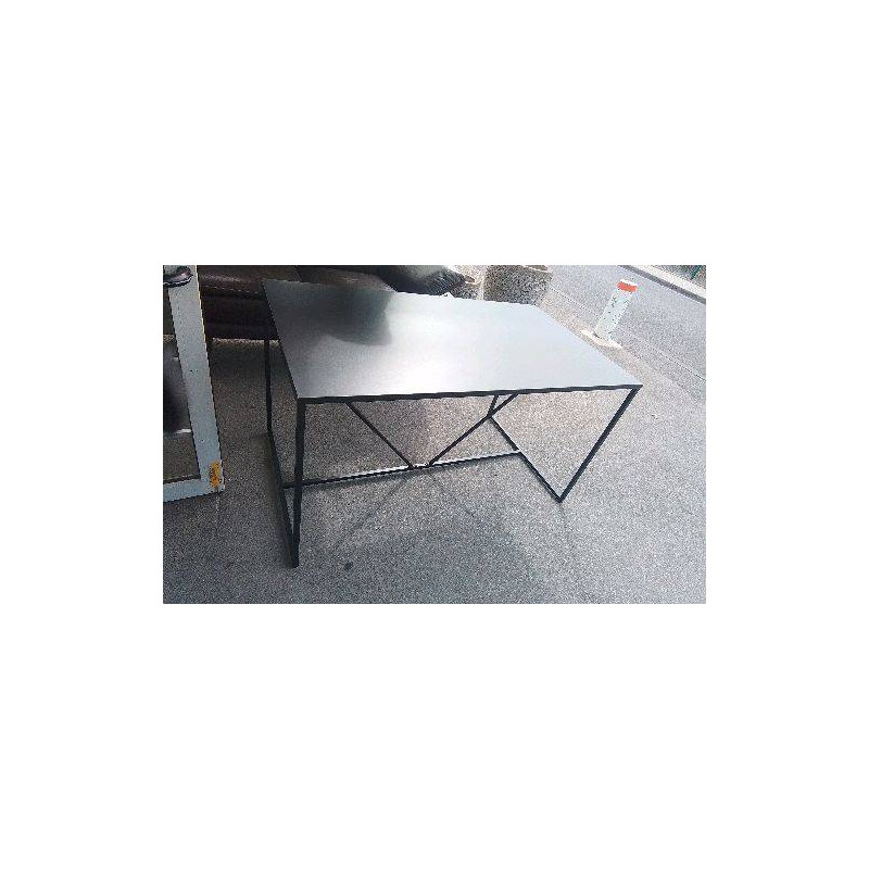 TABLE NOIRE METAL 140X80