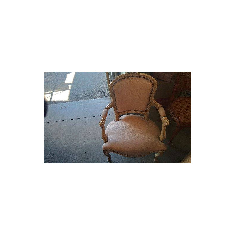 FAUTEUIL BOIS TISSU- CLOUTÉ / EN L’ETAT