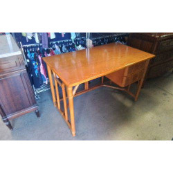 BUREAU 2 TIROIRS ROTIN