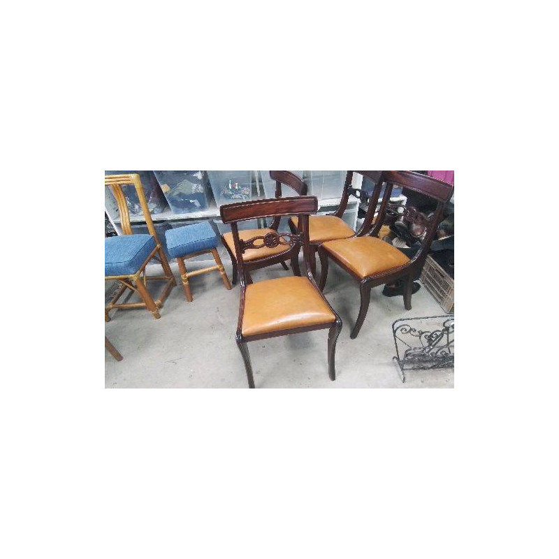 CHAISE BOIS CUIR/ STYLE ANGLAIS 