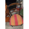 CHAISE BOIS TISSU RAYE - EN L’ÉTAT 