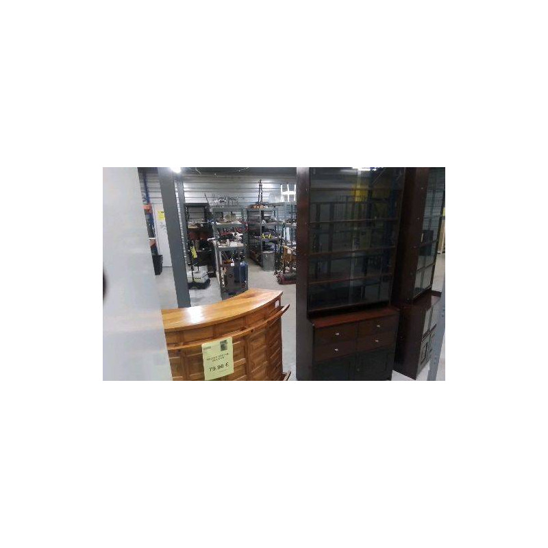 BIBLIOTHÈQUE 94X227CM - 4 TIROIRS / VITRES COULISSANTES 