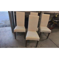 CHAISE PVC ECRU PIEDS BOIS 
