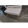 BUREAU BLANC 2 TIROIRS PIEDS BOIS 