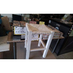 TABOURET PAILLE BLANC 