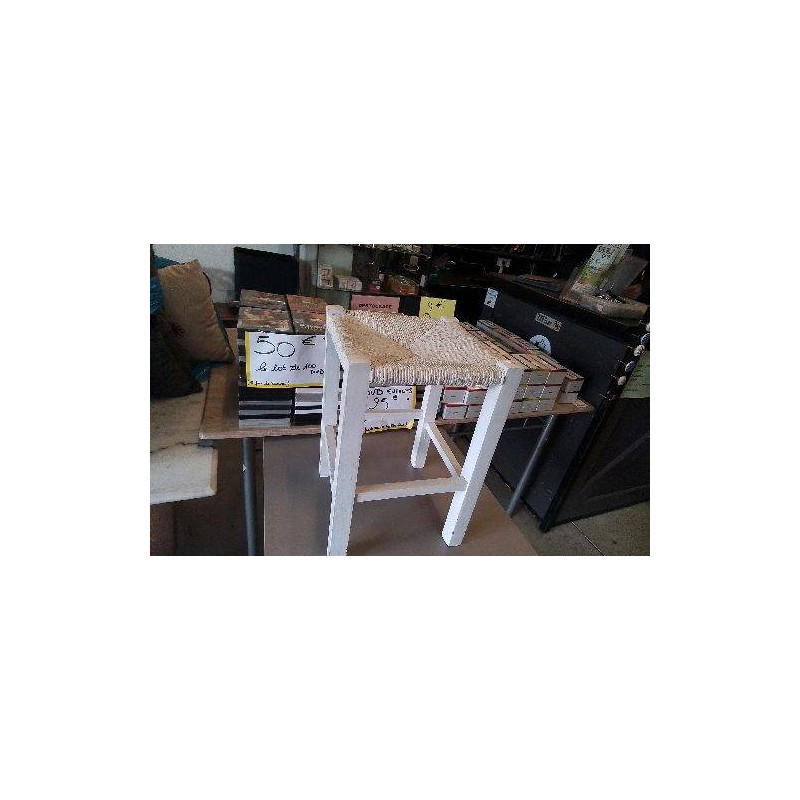 TABOURET PAILLE BLANC 