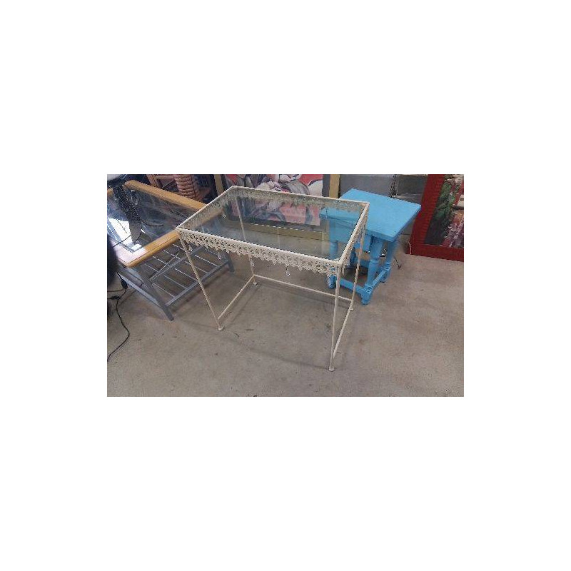 SELLETTE RECT FER ECRU DESSUS VERRE 