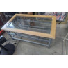 TABLE BASSE FER BOIS ET DESSUS VERRE 