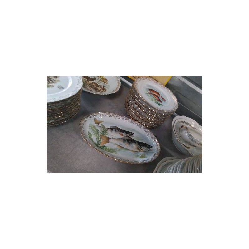 ASSIETTES A POISSON + PLAT PORCELAINE 