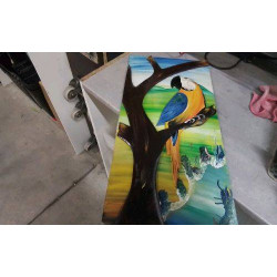 CADRE BOIS DECO PERROQUET