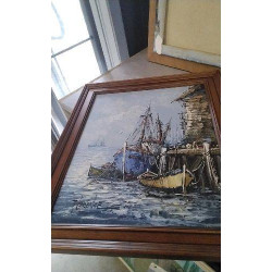 PEINTURE BATEAUX SIGNE...