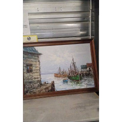 PEINTURE BATEAUX SIGNE...