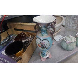 VASE PORCELAINE BLEU ROSE