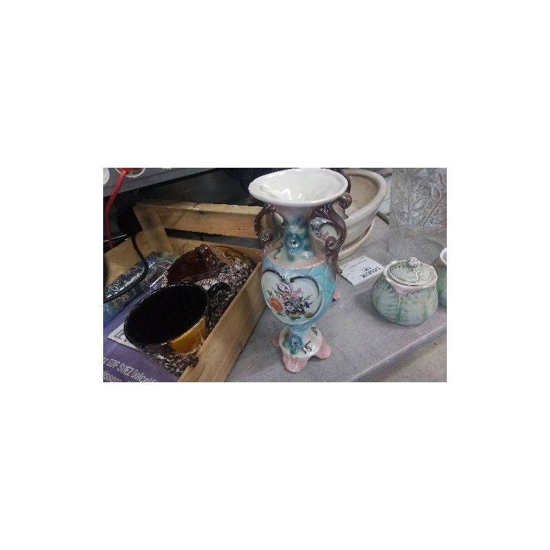 VASE PORCELAINE BLEU ROSE