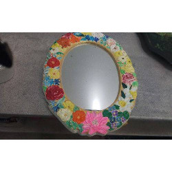 MIROIR OVALE FLEURS 