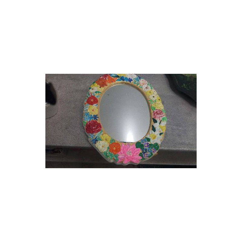 MIROIR OVALE FLEURS 