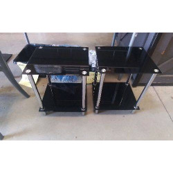 ETAGERE 2 NIVEAUX VERRE NOIR 