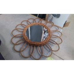 MIROIR VINTAGE ROSACE ROTIN