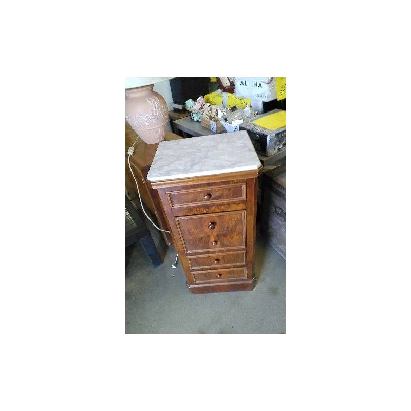 CHEVET 3 TIROIRS - 1 TRAPPE / DESSUS MARBRE