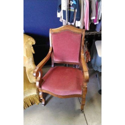 FAUTEUIL BOIS VELOURS CLOUTÉ 