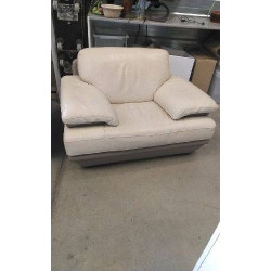 FAUTEUIL CUIR BICOLORE EN...