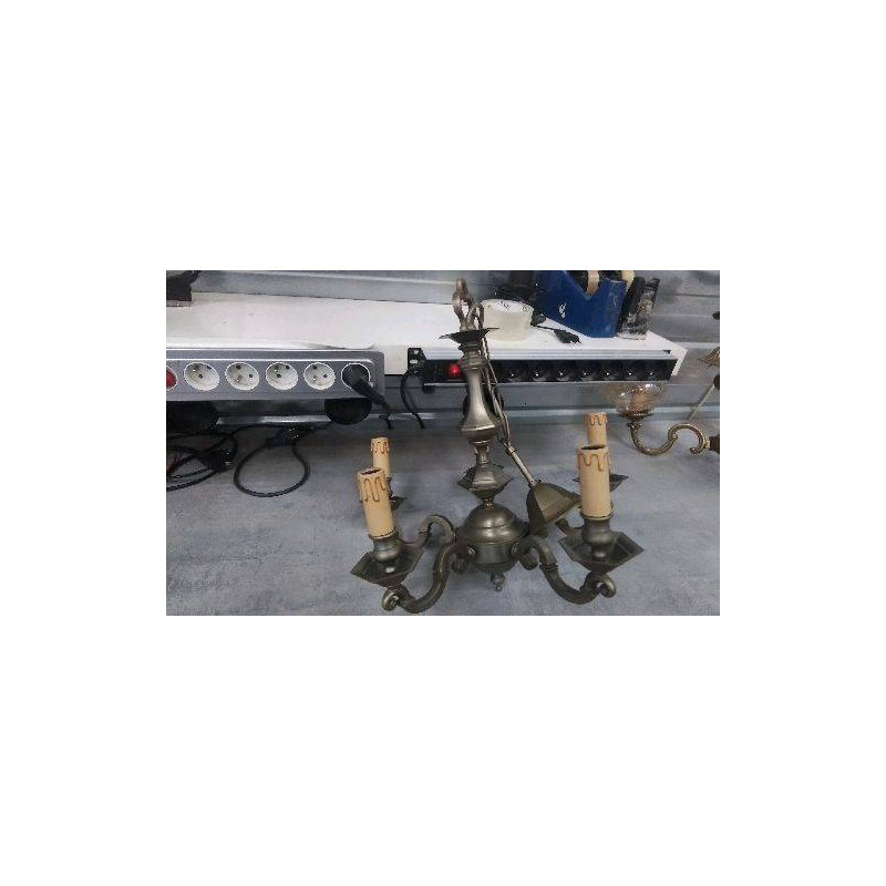 LUSTRE 5 BRANCHES ETAIN