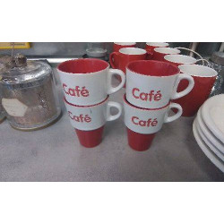TASSES CAFE ROUGES X4 