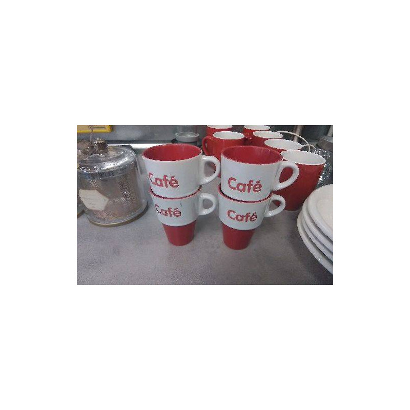 TASSES CAFE ROUGES X4 