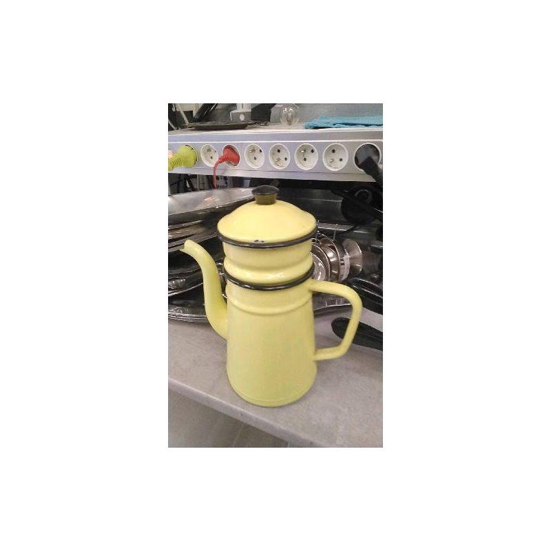 CAFETIÈRE EMAILLEE JAUNE - EN L’ETAT