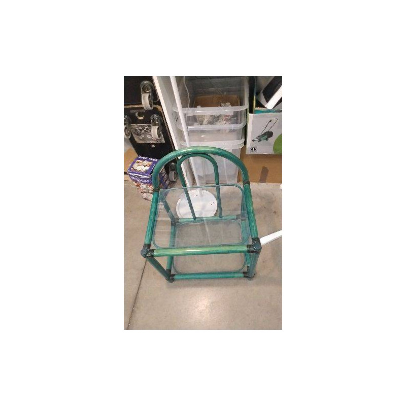 CHEVET ROTIN VERT / VERRE 
