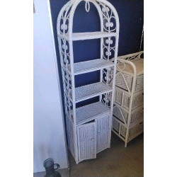 MEUBLE ETAGERE ROTIN 2 PORTES