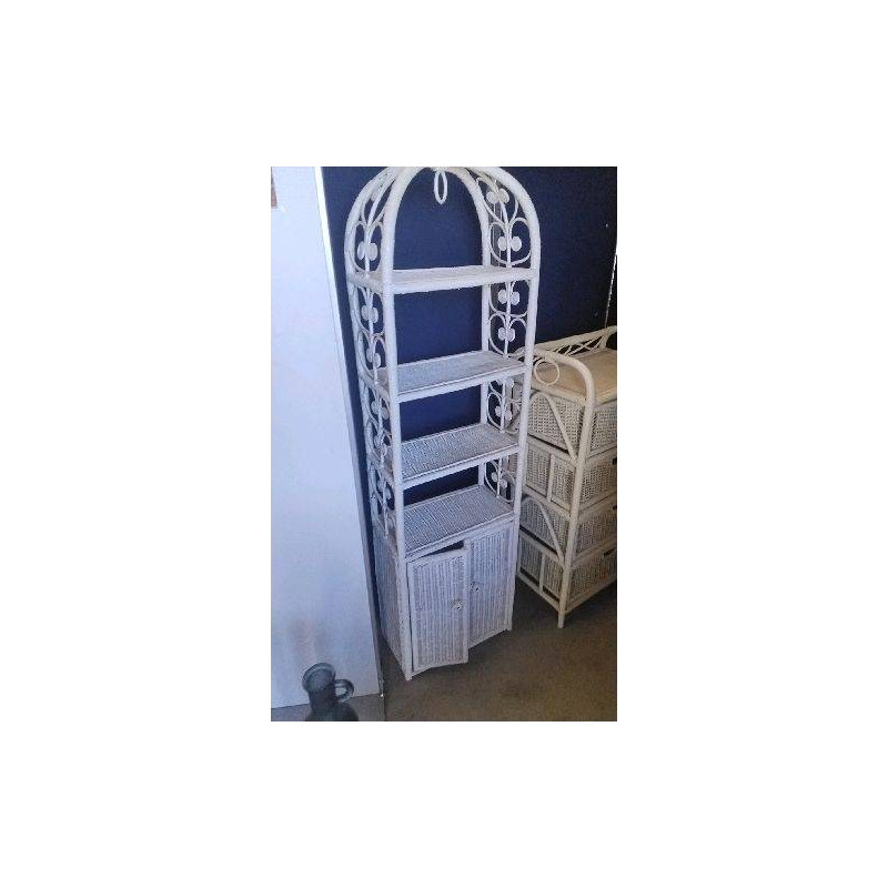 MEUBLE ETAGERE ROTIN 2 PORTES
