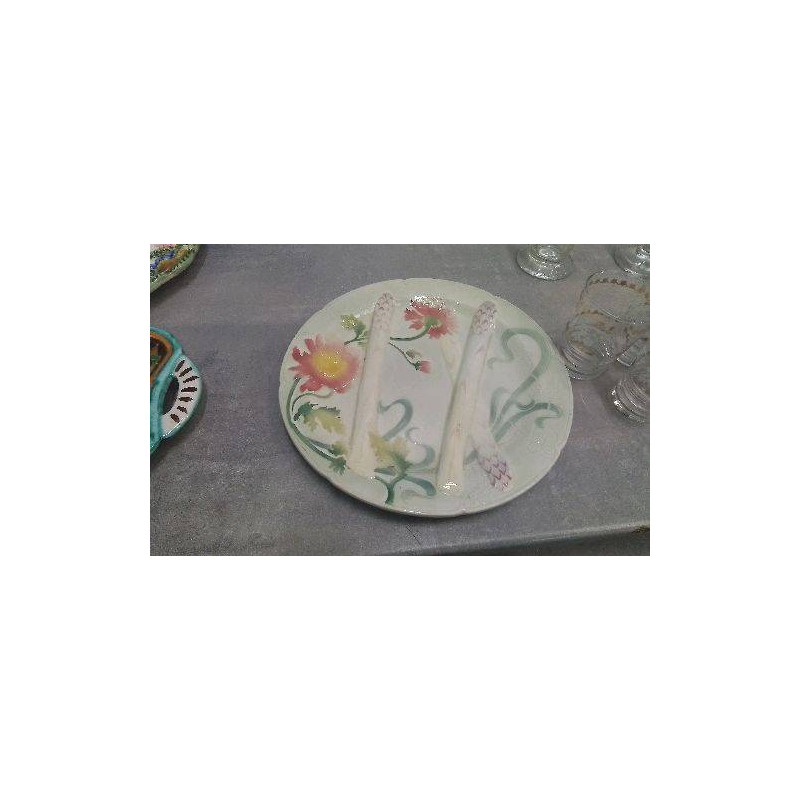 ASSIETTE A ASPERGES BARBOTINE ST CLEMENT 